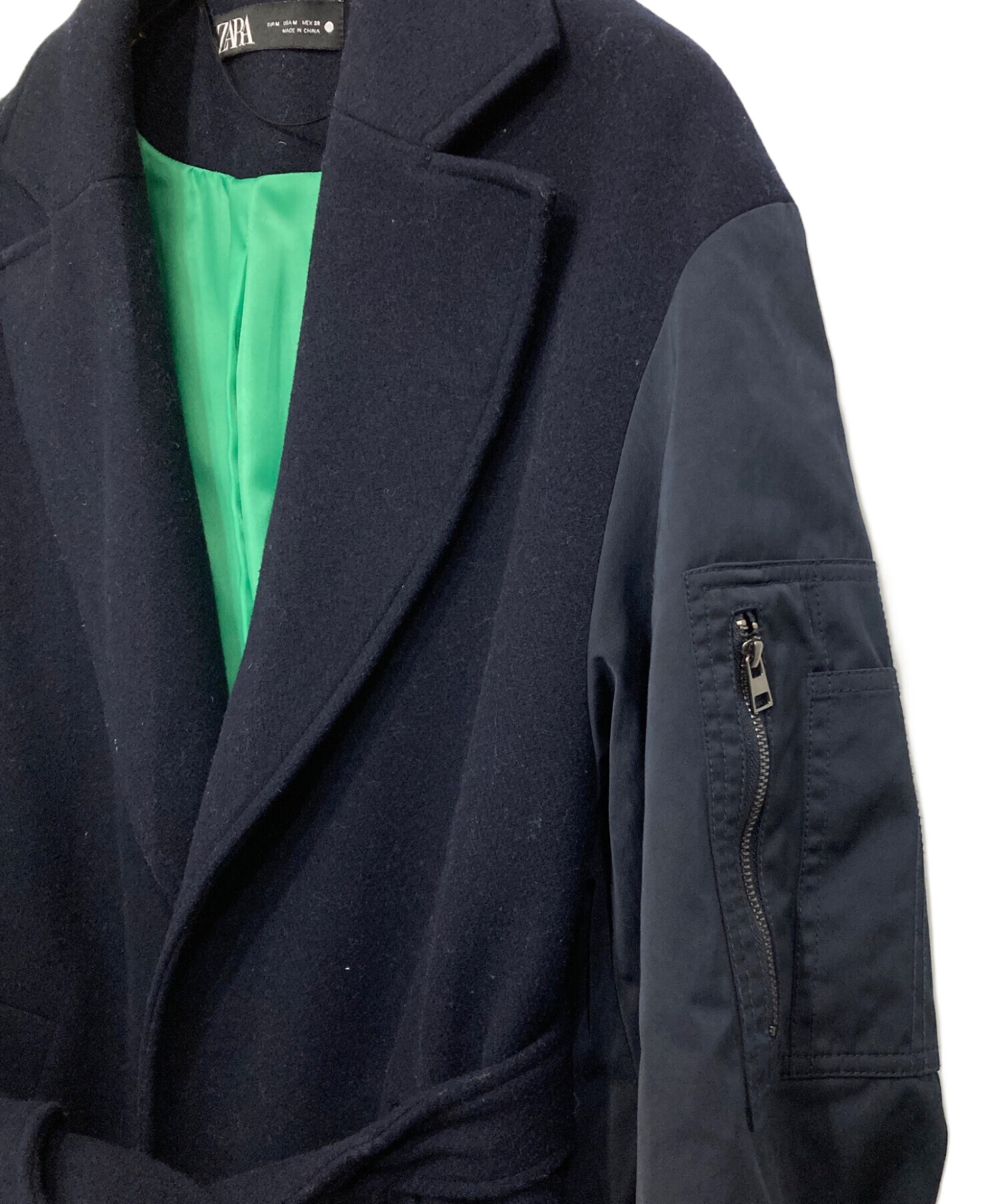 中古・古着通販】ZARA (ザラ) マッチングボンバーコート ネイビー