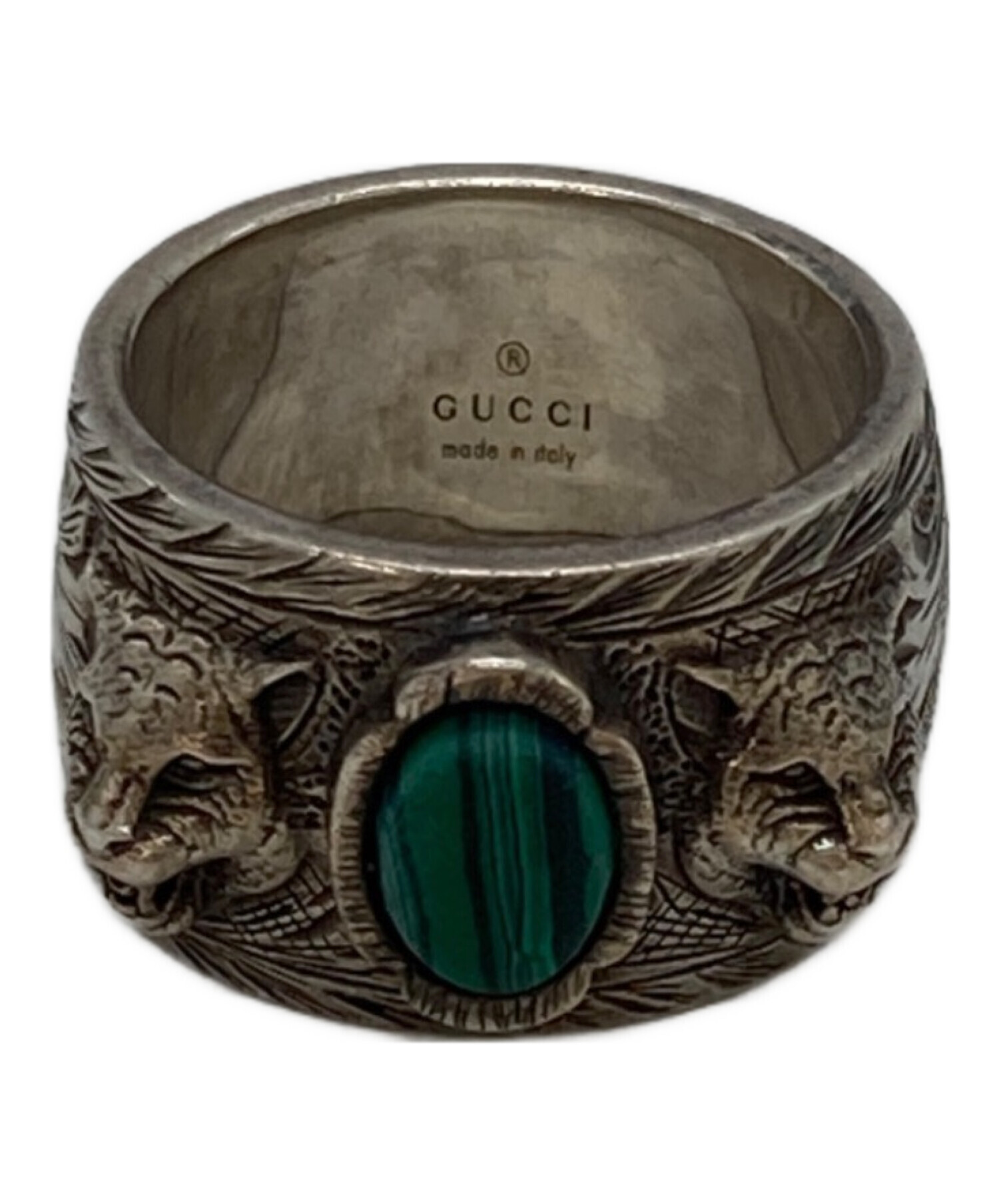 中古・古着通販】GUCCI (グッチ) マラカイト タイガーヘッドリング