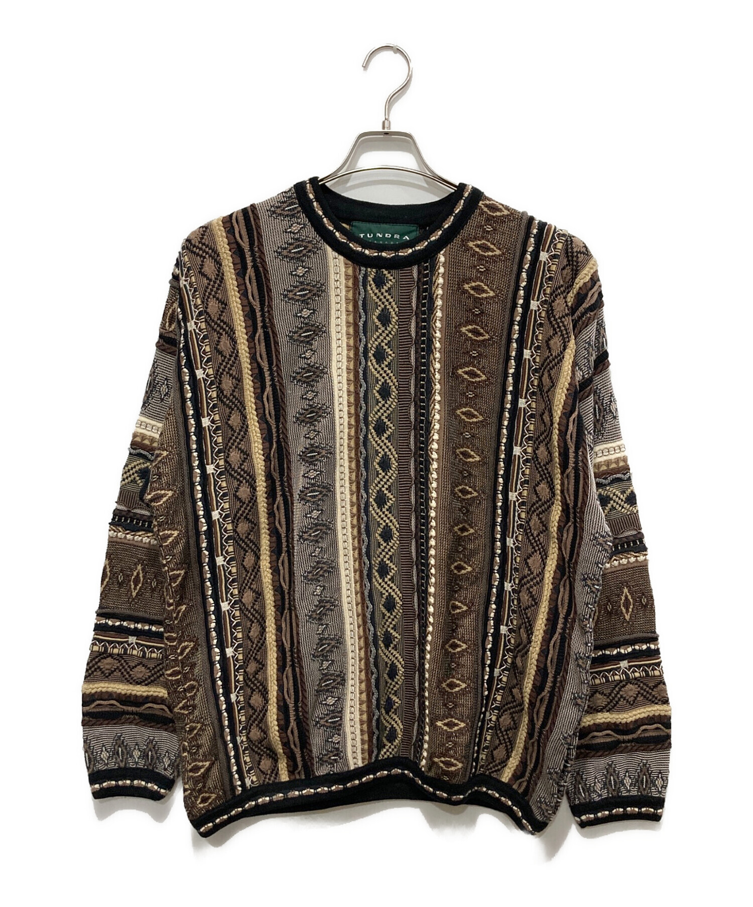 中古・古着通販】TUNDRA (ツンドラ) 3Dニット ブラウン サイズ:XL
