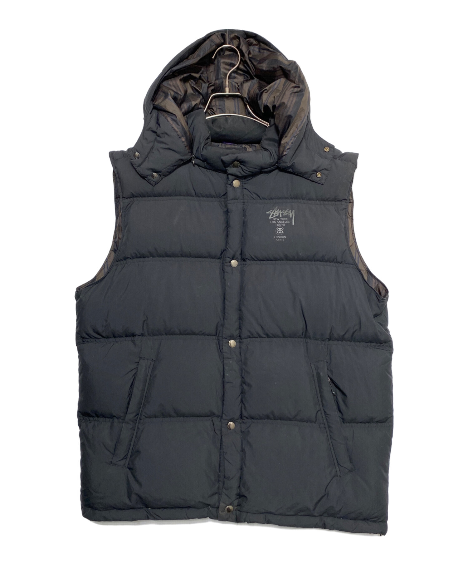 中古・古着通販】stussy (ステューシー) ダウンベスト ブラック サイズ