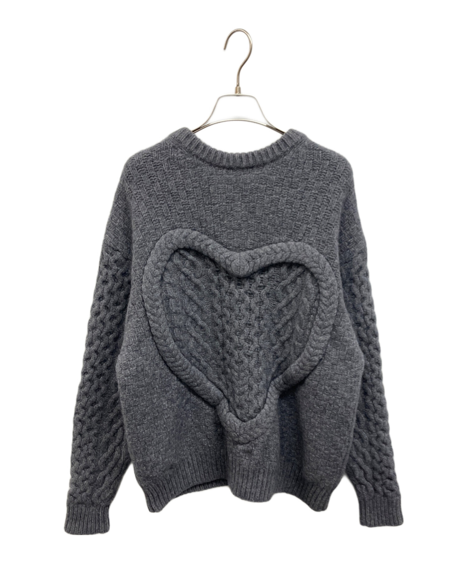 中古・古着通販】NKNIT (ンニット) ハートケーブルニット グレー