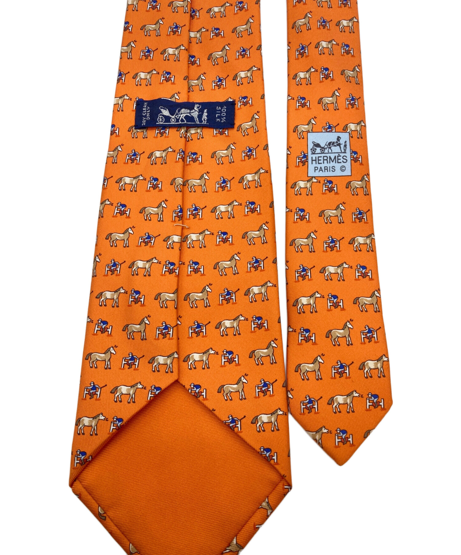 中古・古着通販】HERMES (エルメス) 馬柄ネクタイ オレンジ サイズ