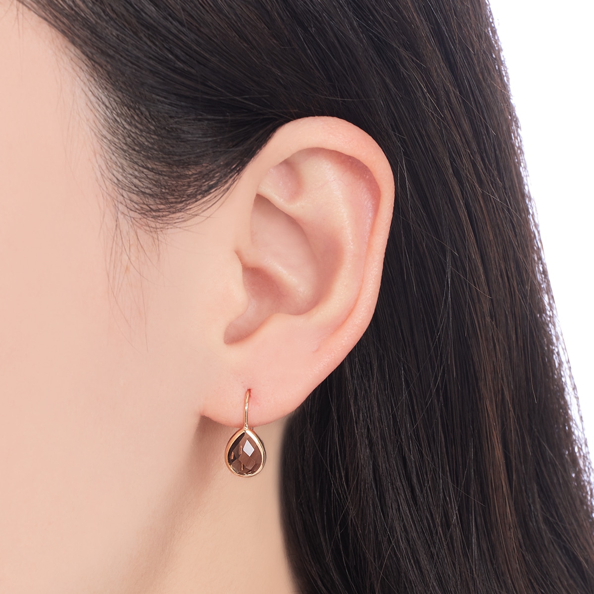 K10イエローゴールドスモーキークォーツピアス(RPE624-002)|TSUTSUMI