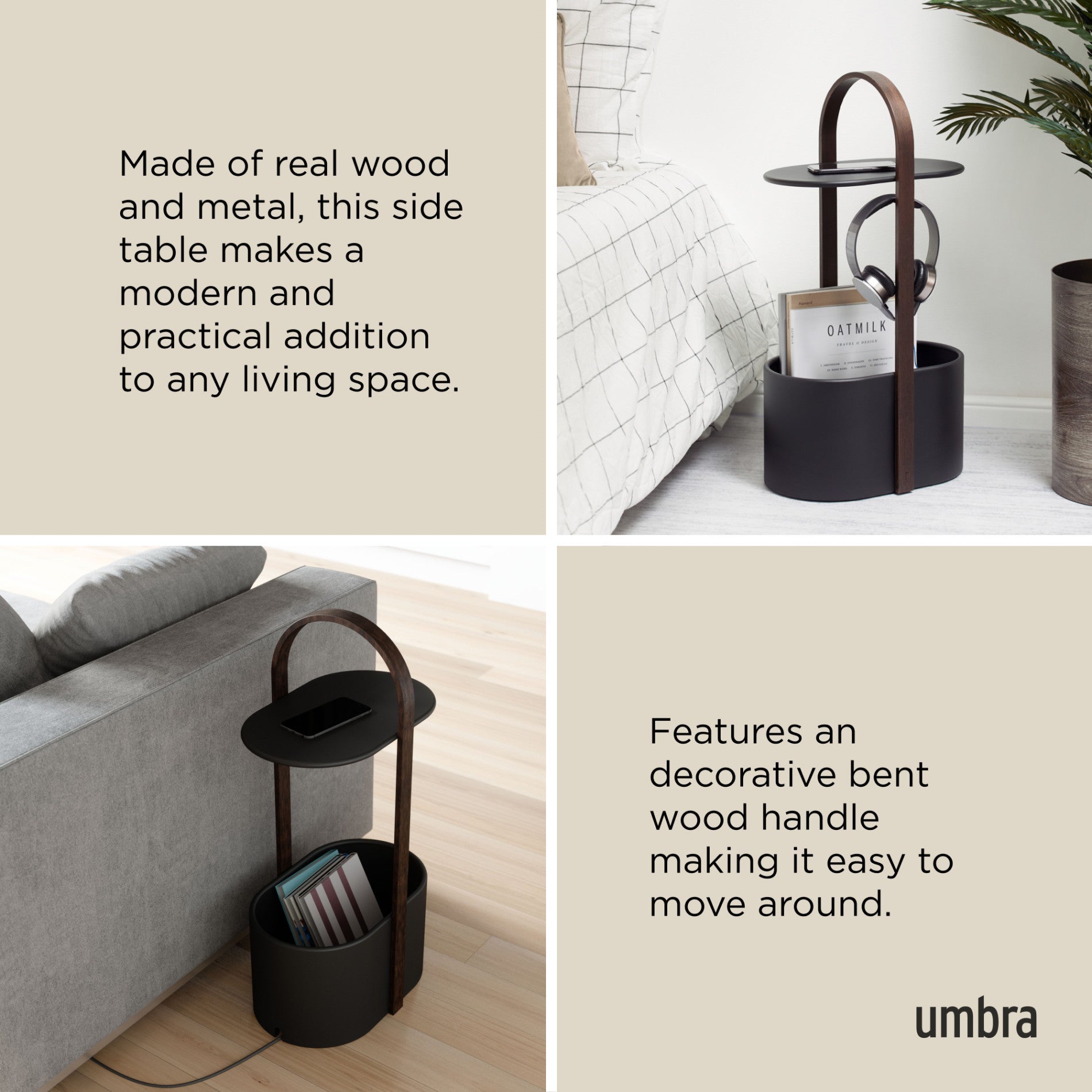 Modern Side Table with Cable Management | Bellwood Storage Table