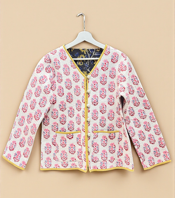 ハンドブロックプリント リバーシブルキルティングジャケット｜UNIQKY