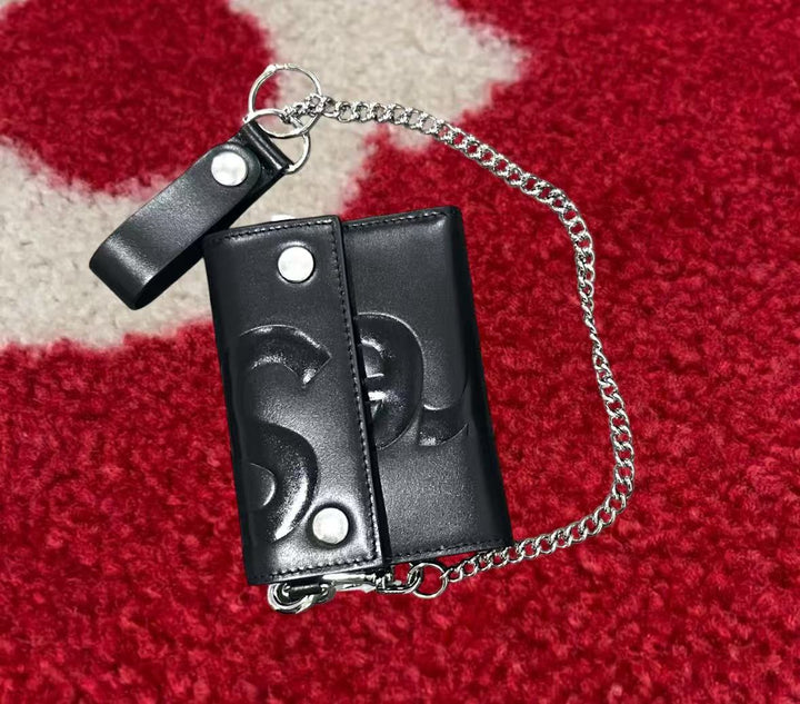 Supreme Leather Chain Wallet Black SS25 – UniqueHype