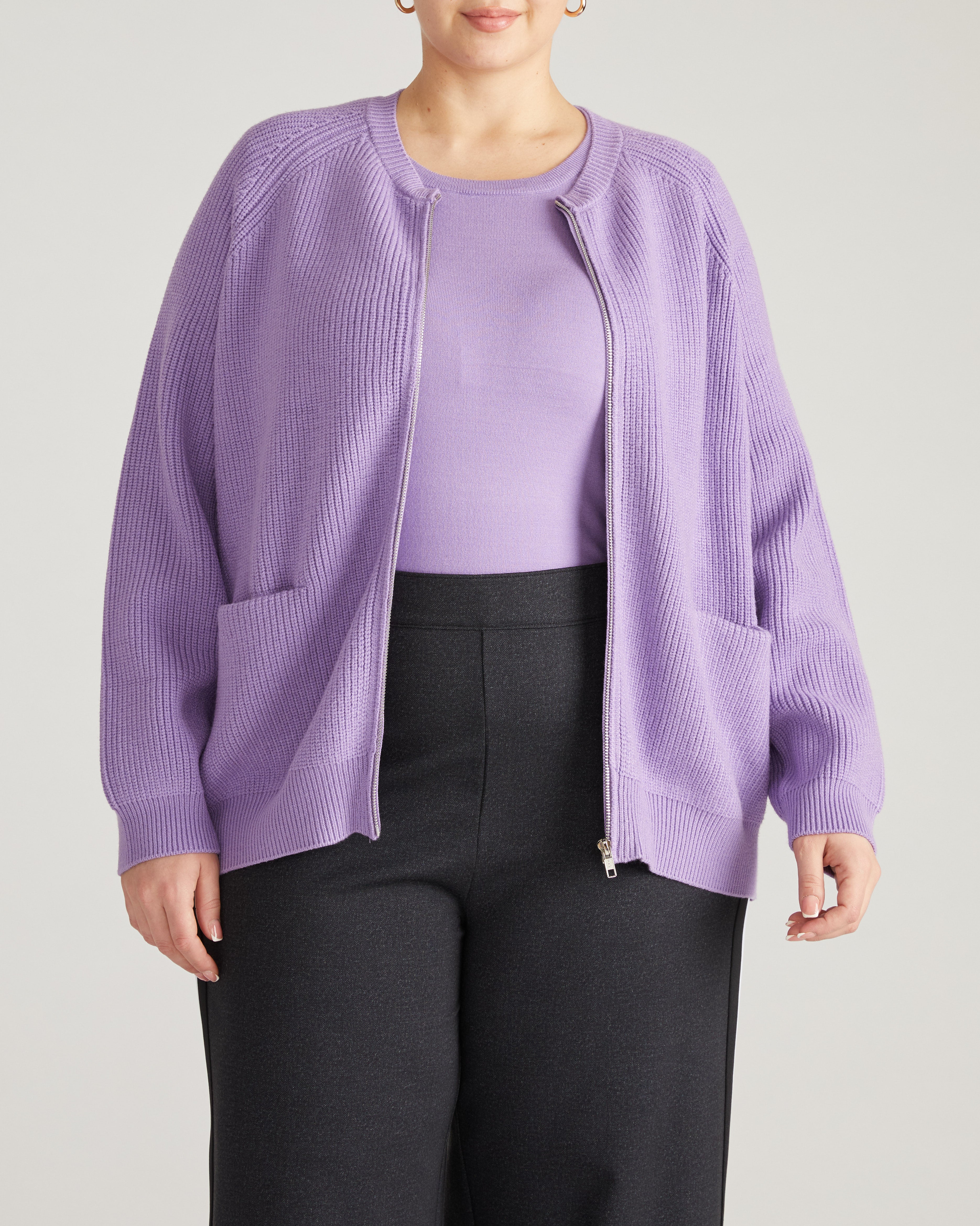 Better-Than-Wool Zip Cardigan - Purple Posey – Universal Standard