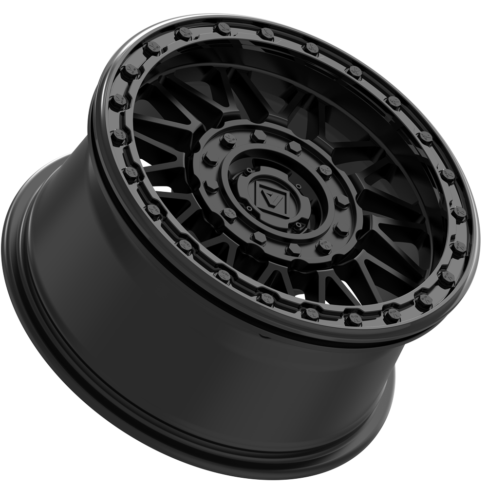 V08 Beadlock Satin Black Dual-Drill UTV Wheel - Valor Offroad