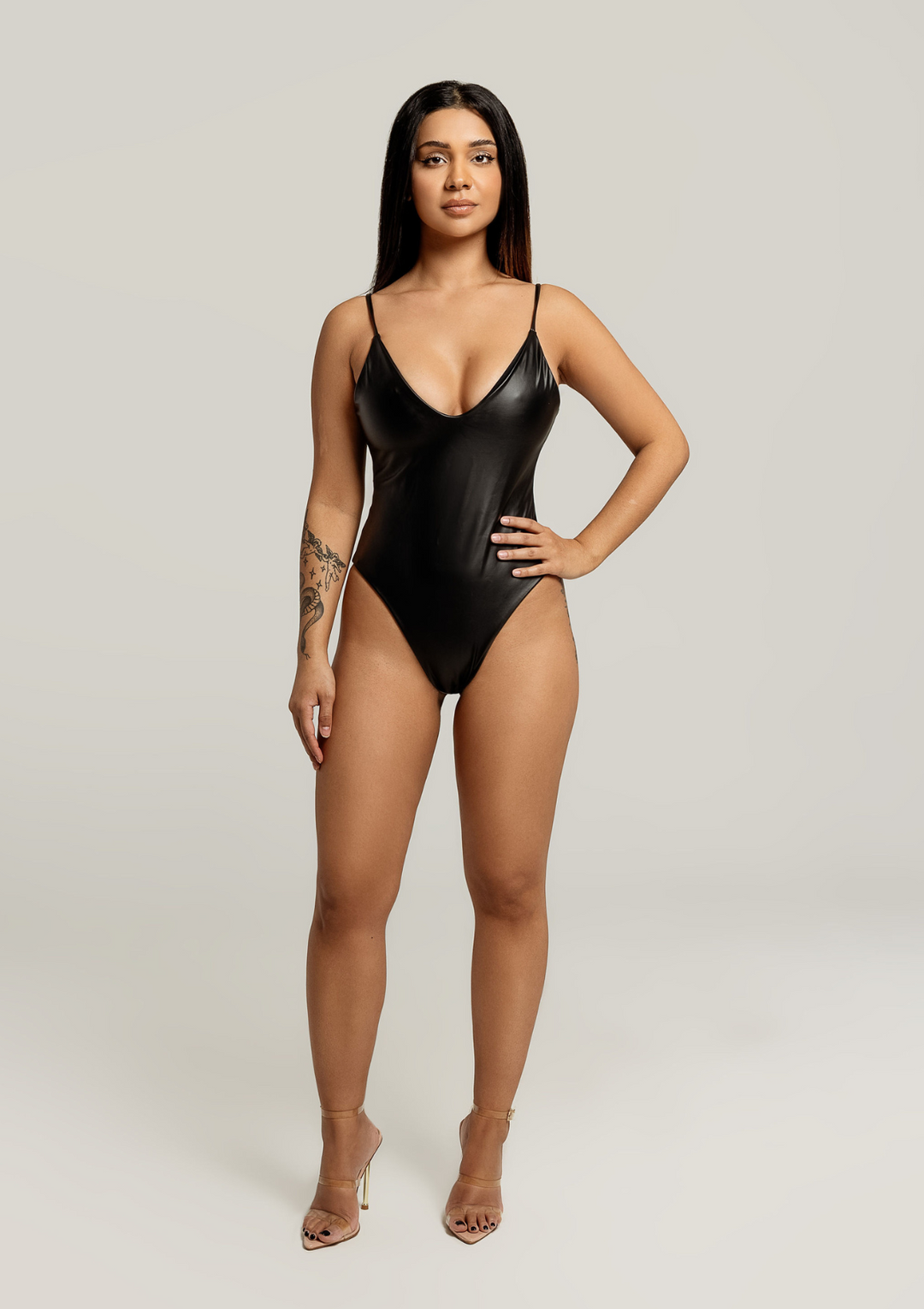 Tianna Vegan Leather One Piece Swimsuit | Vanity Couture