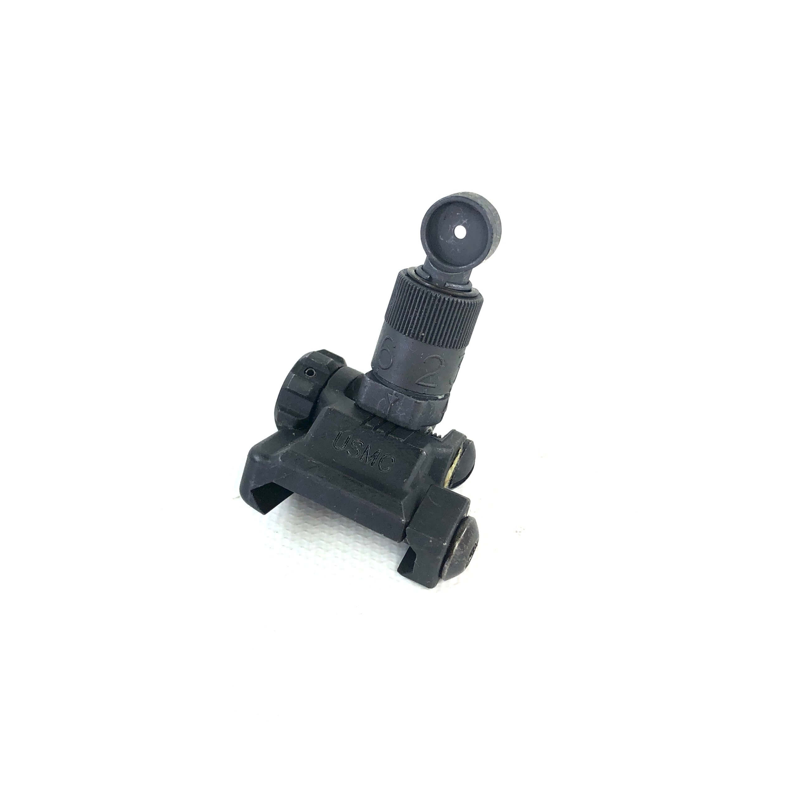 USGI KAC Folding Micro Rear Flip Up Sight, 600m, Etched - USMC Issue