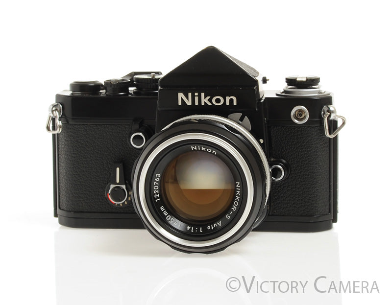 Nikon F2 Black w/ Nikkor 50mm f1.4 Lens DE-1 Eyelevel Finder -Clean, N