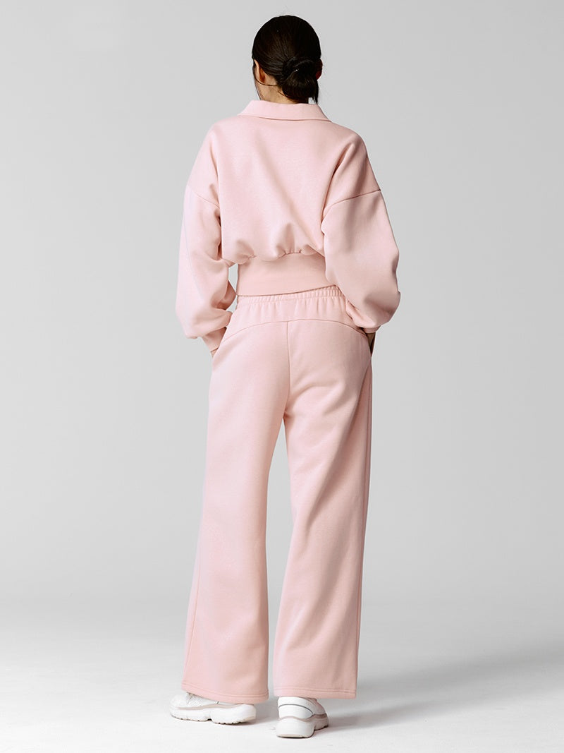 XTFMT11J3 裏起毛 コットン混 オープンカラー クロップド丈 トレーナー