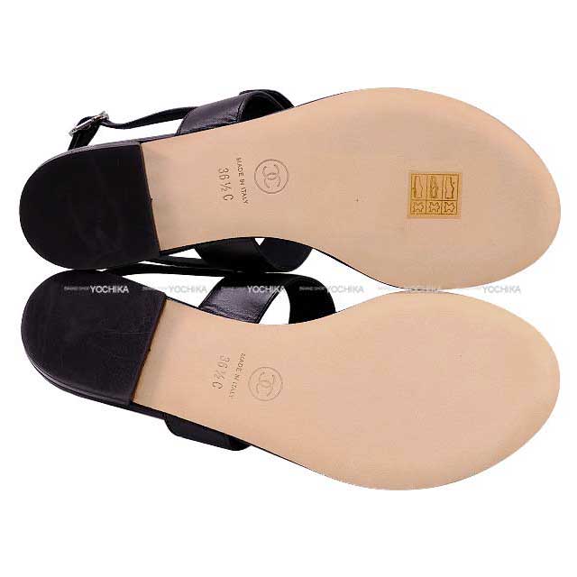 CHANEL シャネル サンダル フラット トング ココボタン 黒 (ブラック