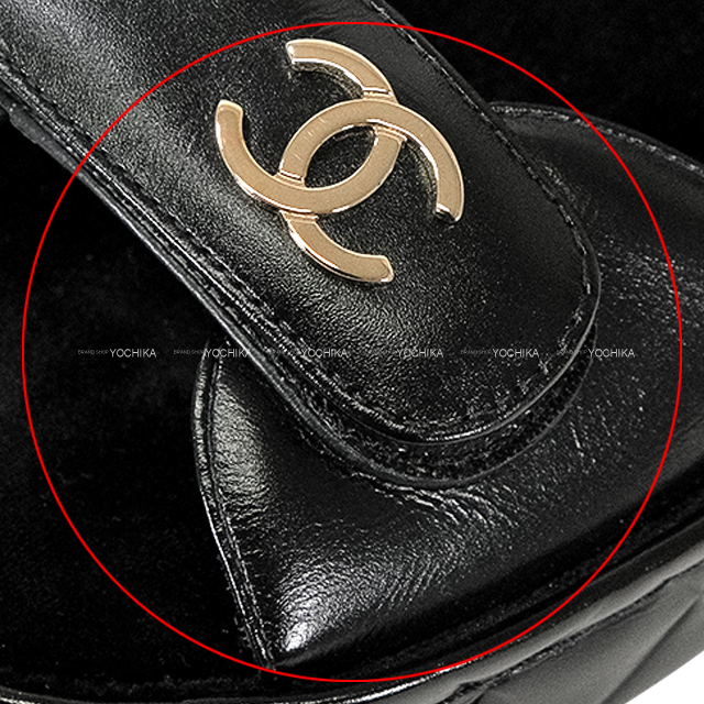 CHANEL シャネル サンダル スポーツ ココマーク マトラッセ 黒
