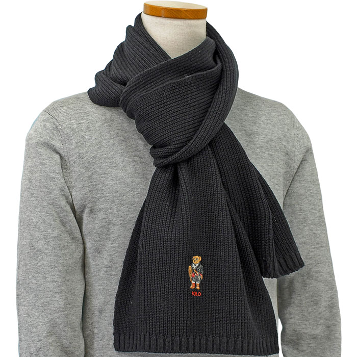 POLO ラルフローレンポロベア マフラーブラック キャップ、マフラ