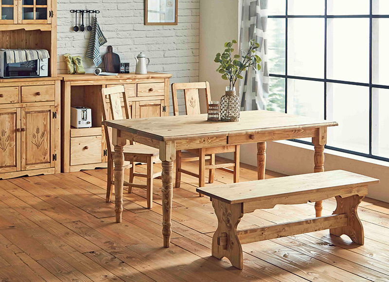 ダイニングテーブル 150X8 5食卓 テーブル カントリー家具 パイン無垢