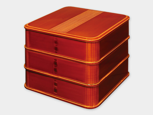 飛騨春慶塗 隅丸三段重 6.5寸 - 飛騨高山の伝統工芸 飛騨春慶塗製造元