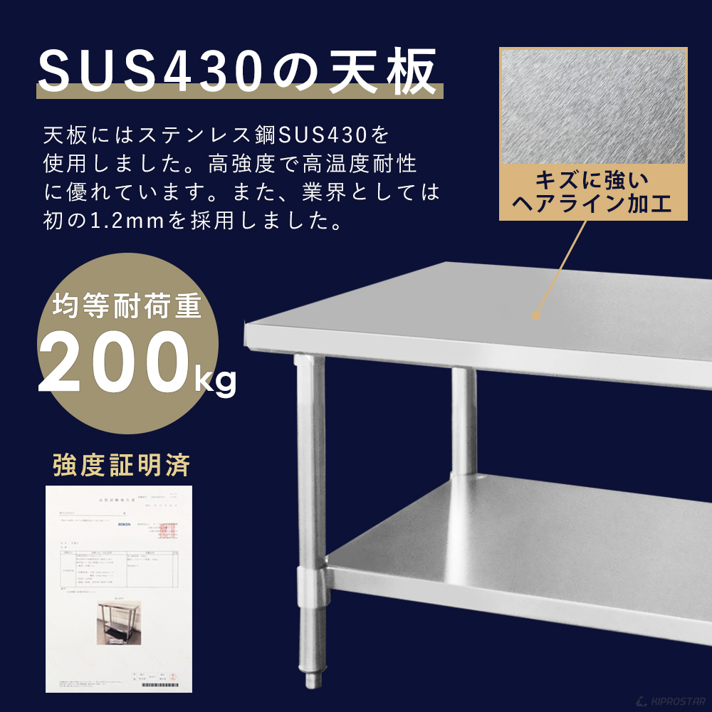 ステンレス コンロ台 業務用 調理台 900×450×650 板厚1.2mmモデル