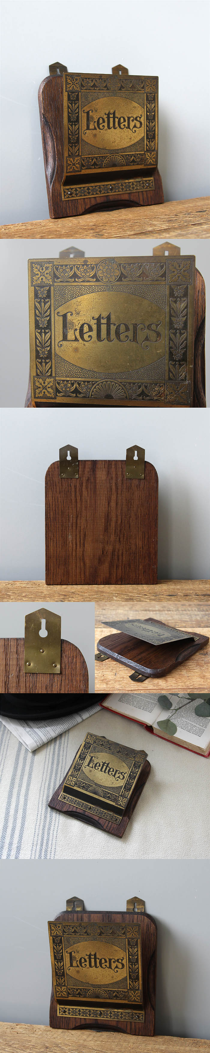 イギリス アンティーク雑貨 ウォールレターラック ブラス 真鍮 壁掛け