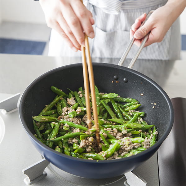 IH対応 深型フライパン 24cm ネイビー｜フライパン・フライパンカバー