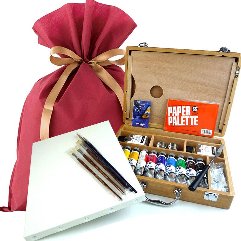 ゆめ画材 オリジナル ヴァンゴッホ 油絵セット 木箱入り キャンバス