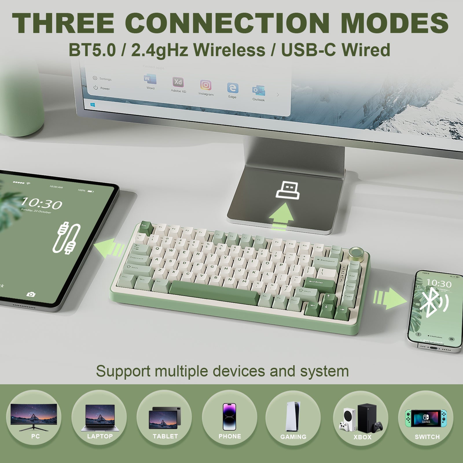 YUNZII B75 Pro Green Wireless Mechanical Keyboard – YUNZII KEYBOARD