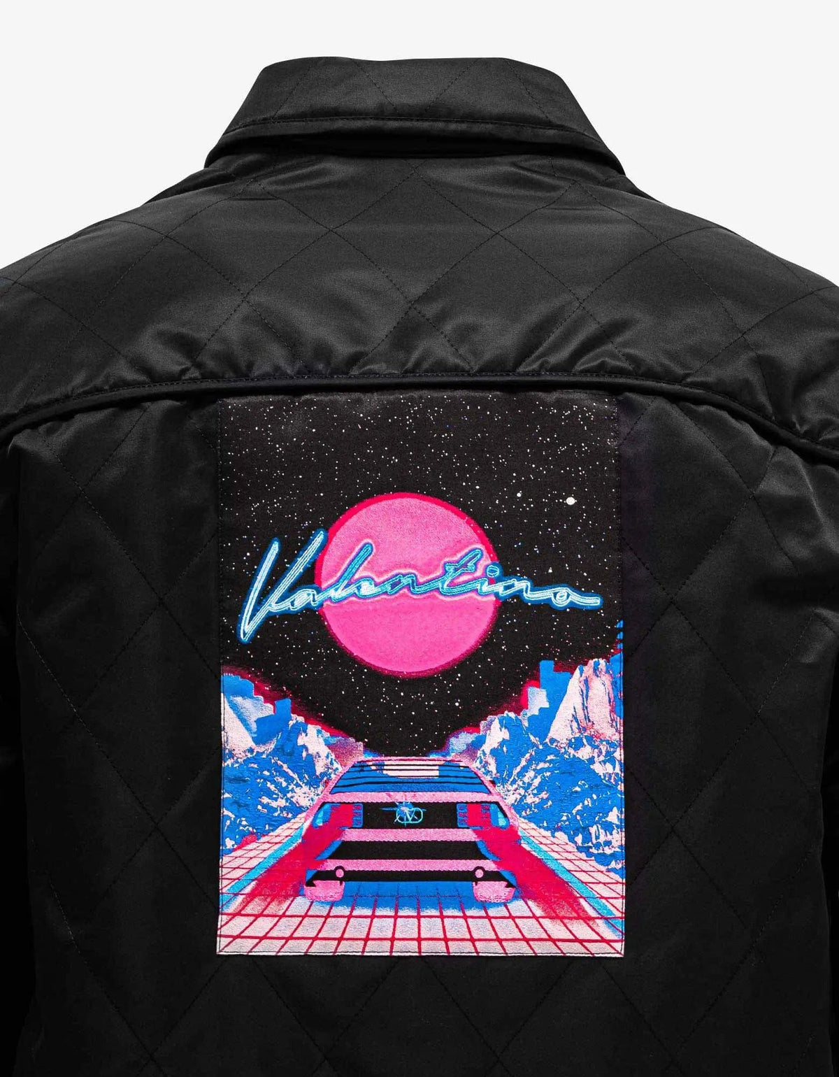 Valentino Black Quilted Jacket with Vaporwave Patches – Zoo Fashions