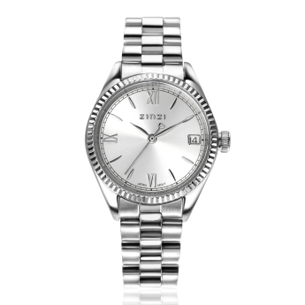 ZINZI Iconic horloge 30mm met datum, gekartelde rand
