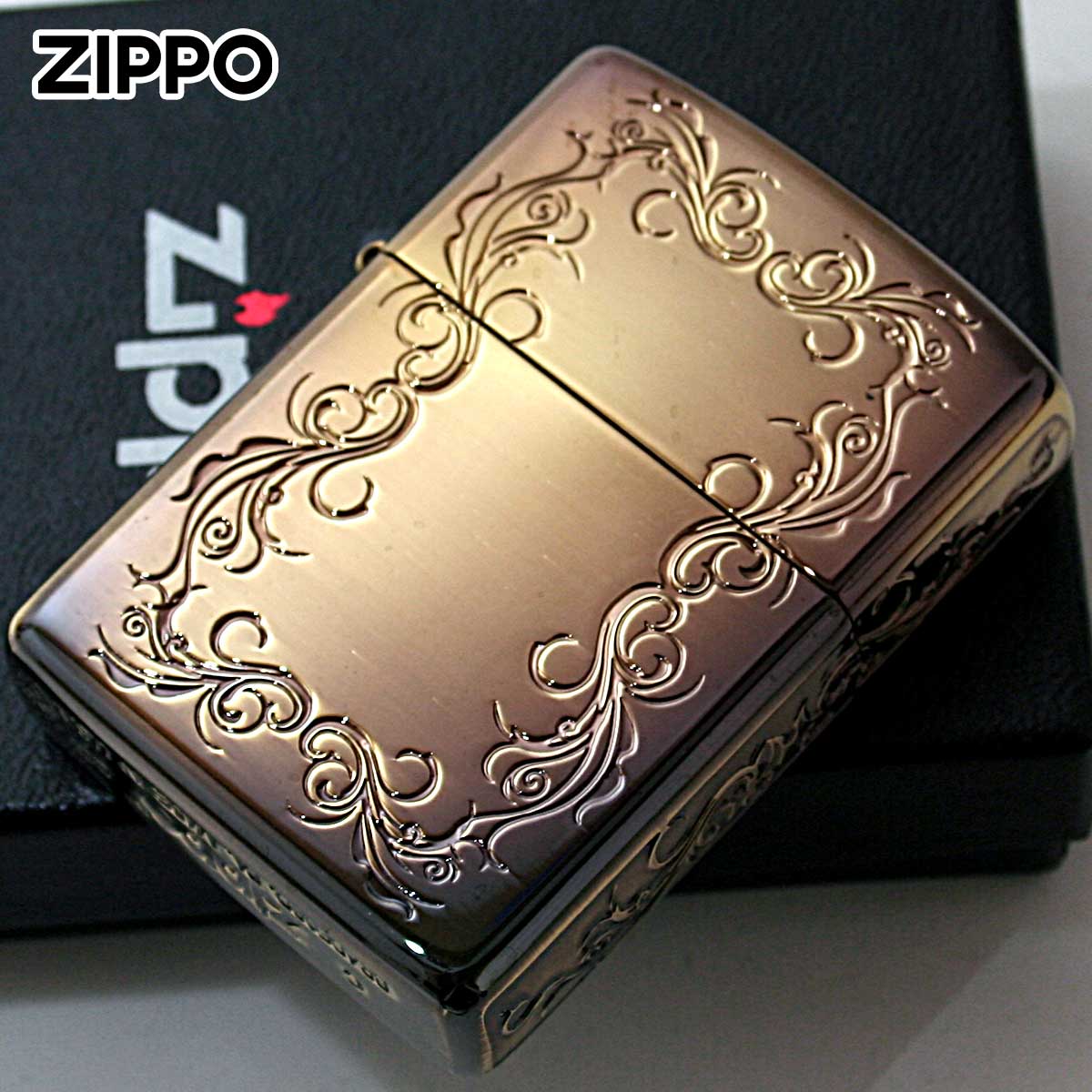 Zippo ジッポー アーマー 5面 アラベスク 唐草 アンテーク風 ブラス
