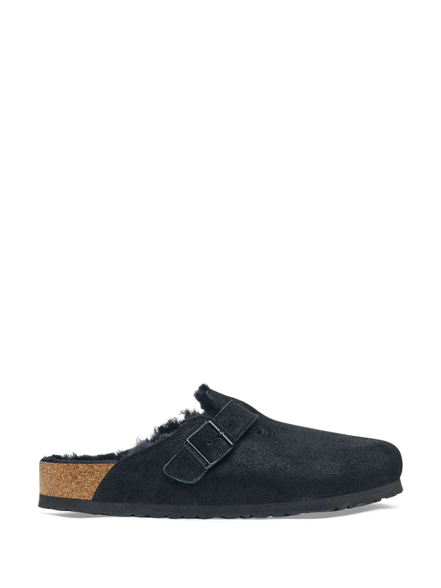 Buy Birkenstock Black Boston Shearling Suede Clogs from the Next