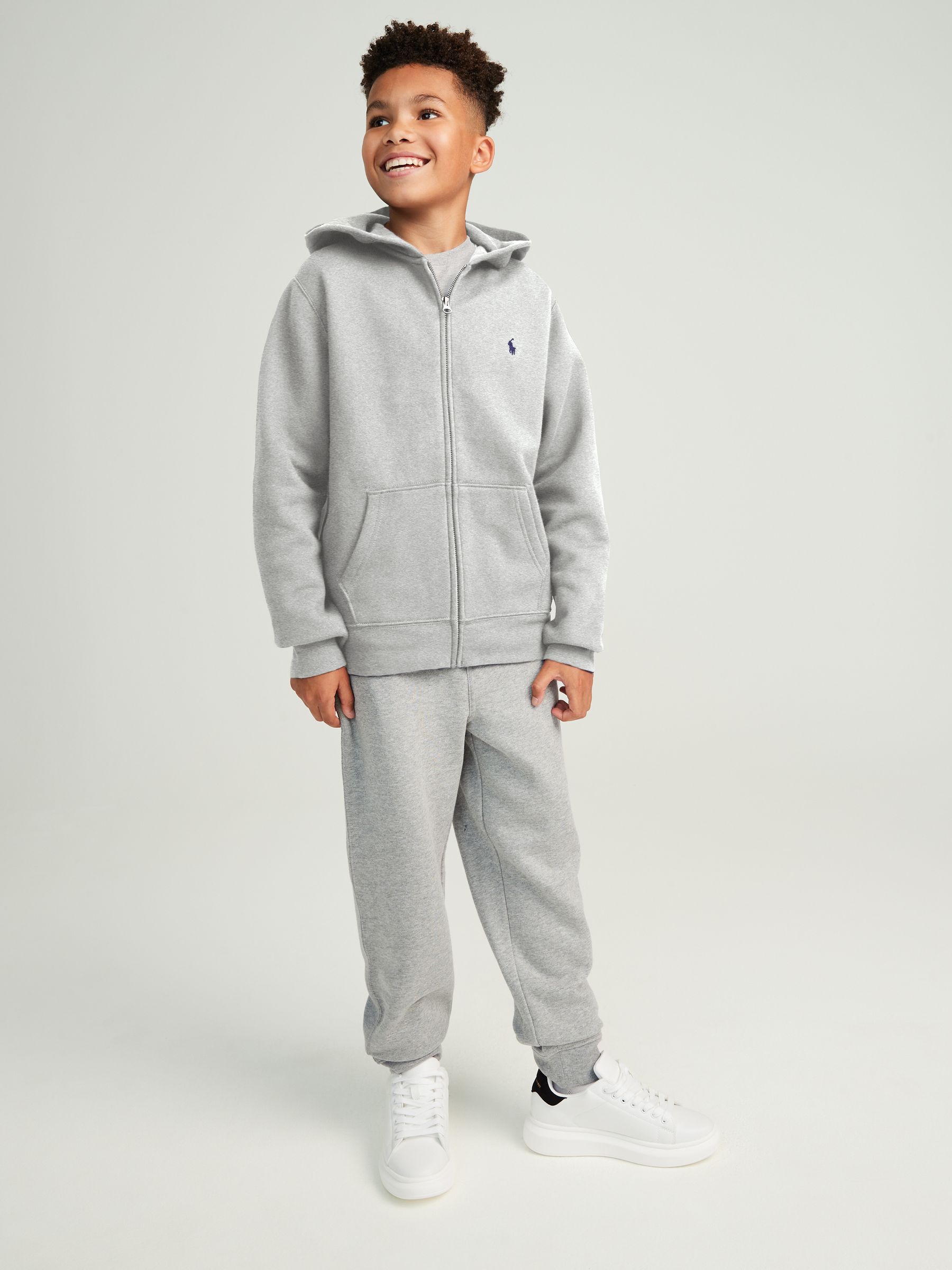 Buy Polo Ralph Lauren Grey Boys Cotton Fleece Zip-Up Logo Hoodie