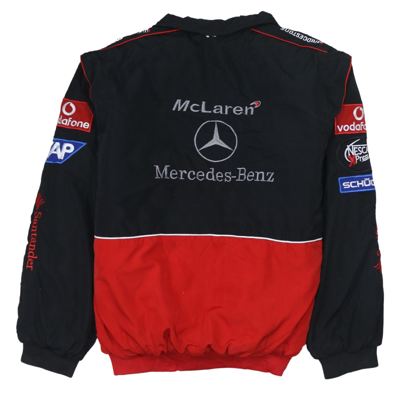 Mercedes-Benz Black Red Nascar Jacket Men's XLarge Embroidered McLaren