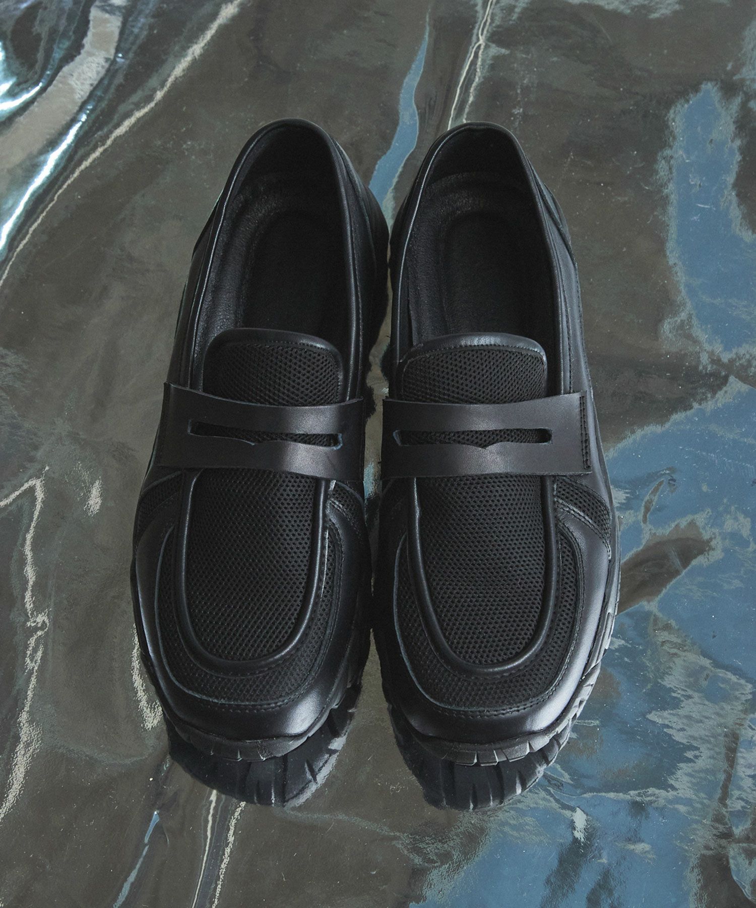 VIBRAM×OPENING ACT] ボリュームVIBRAMソールメッシュ×リアルレザー