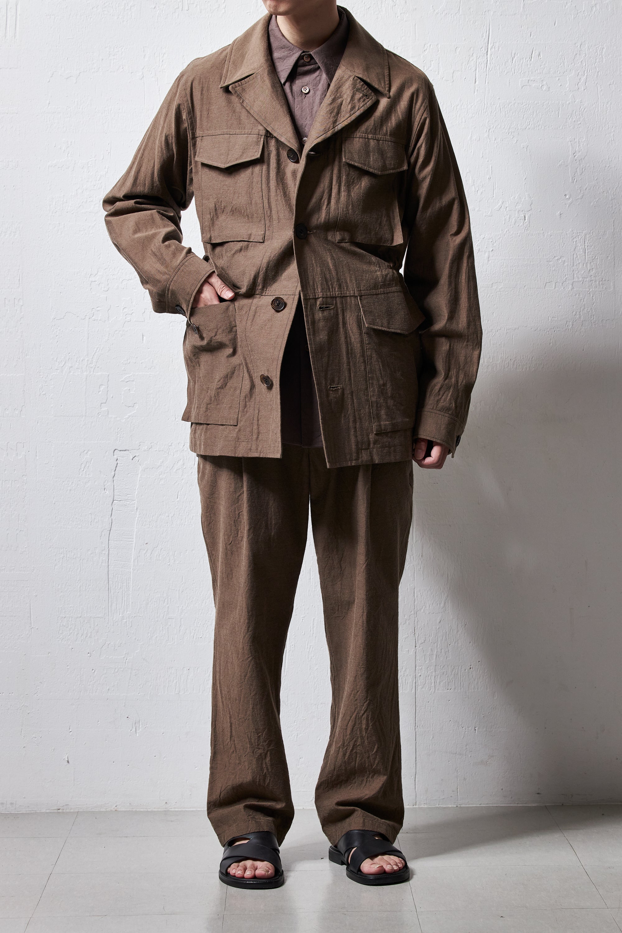 yc41-251 / 塩縮加工コットンリネンシャツ-keshiaka – 山内