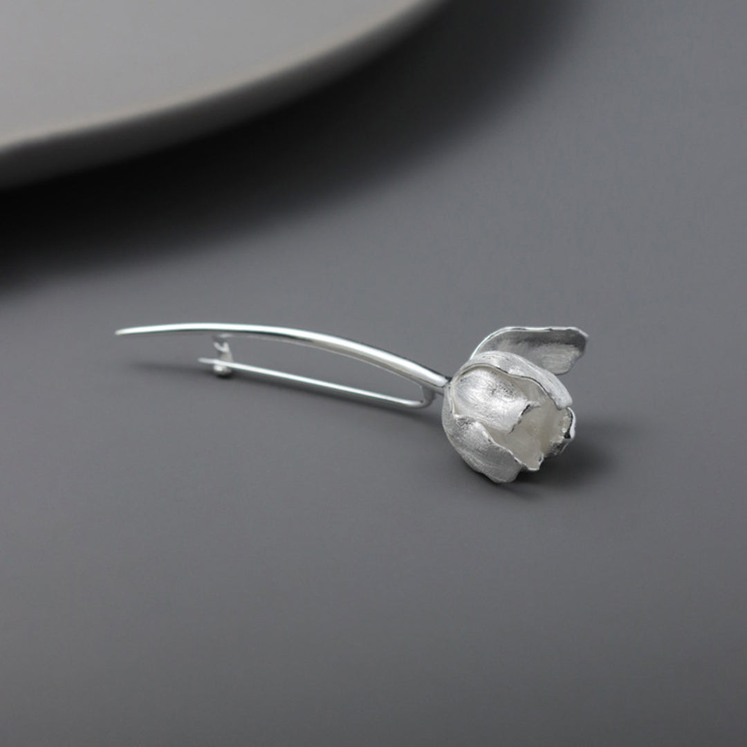 Tulip Brooch In 925 Sterling Silver 18K Gold Plated Handmade