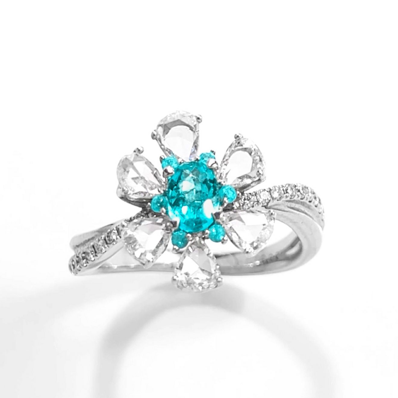 ブラジル産パライバトルマリン0.32ct0.06ctプラチナリングダイヤ1.30ct