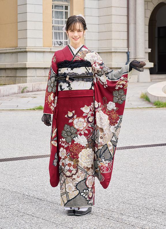 白・黒地振袖 乱菊の織柄が高級感を高める｜振袖ギャラリー | 成人式の