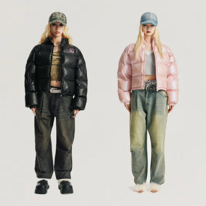 Glitter Short Puffer Jacket【9090 girl】 – YZ