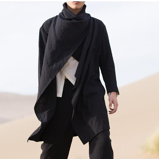drape-collar-linen-cloak-coat-