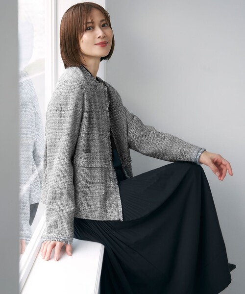 自由区（ジユウク） ジャケット ノーカラージャケット ライトミックス