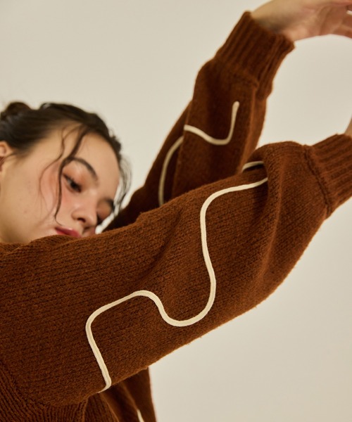 OLUN ニット セーター nuance tape line knit/ニュアンステープライン