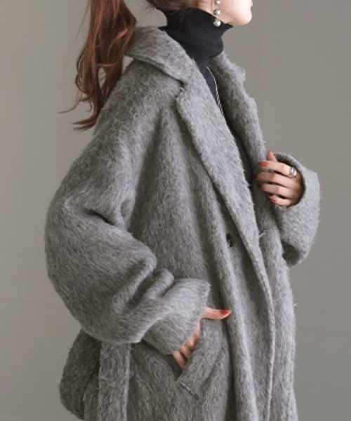 HUG.U（ハグユー） コート チェスターコート シャギーロングチェスター