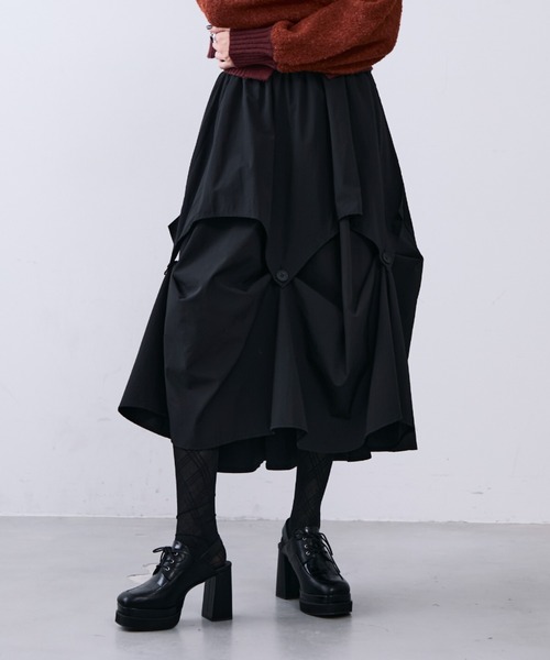 MONOe スカート アシンメトリータックレイヤードスカート : ZOZOTOWN