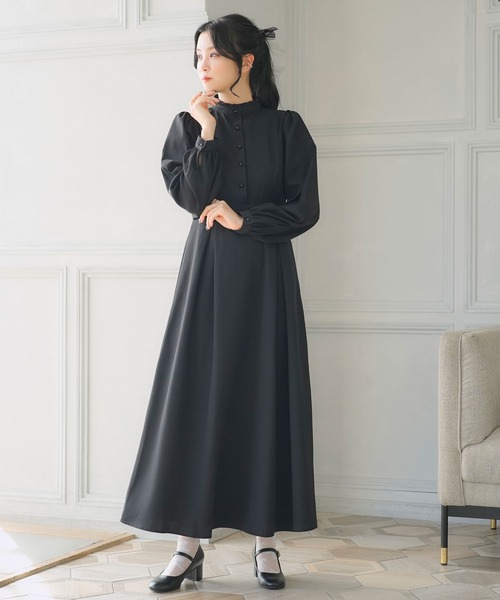 Newlyme（ニューリーミー） ワンピース フリルスタンドカラーマキシ