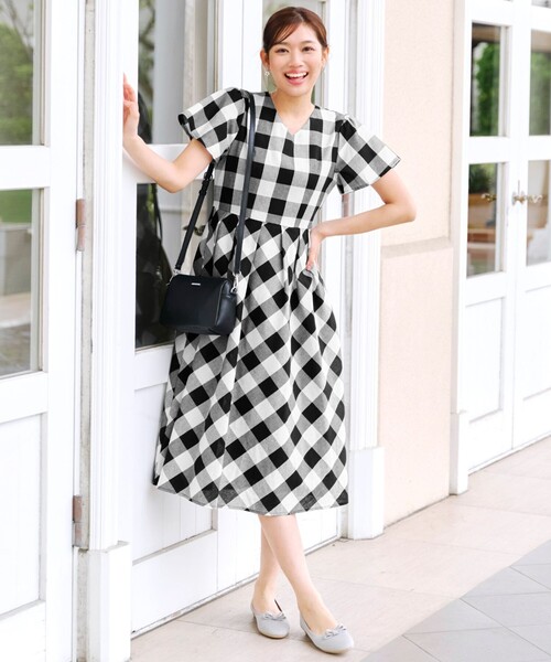 Tiaclasse ワンピース 大柄ギンガムチェックワンピース : ZOZOTOWN