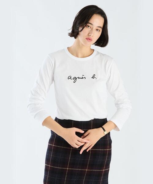 agnes b.（アニエスベー） tシャツ ロゴプリント コットン 長袖 T