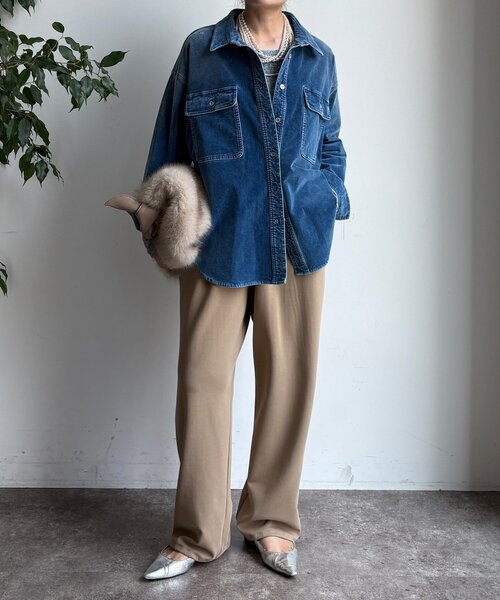 DouDou（ドゥドゥ） ブラウス シャツ 別珍デニムシャツ レディース