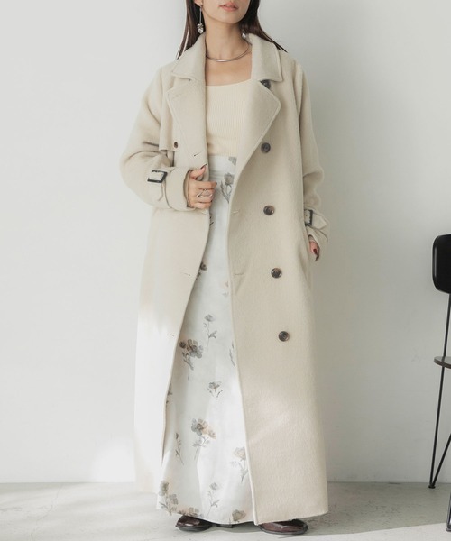 Elishe ステンカラーコート コート 2WAYシャギースタンドカラーコート