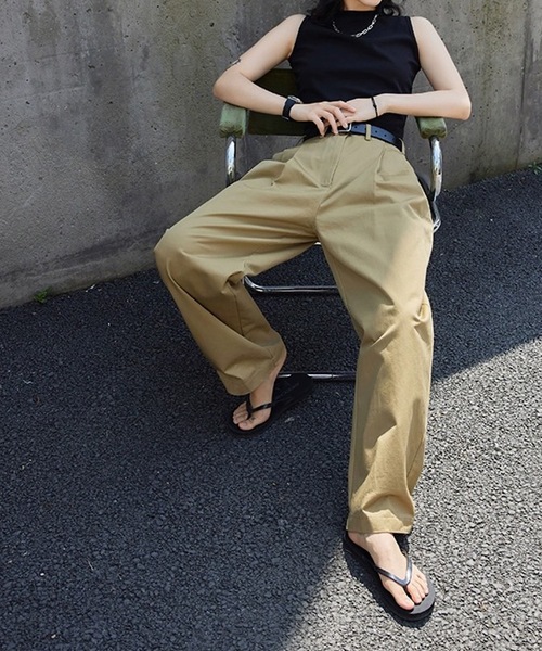 チノパン タック入りワイドチノパン レディース : ZOZOTOWN Yahoo!店