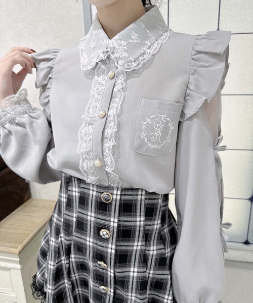 クチュールバイロジータ ブラウス シャツ ワンポイントレースフリル